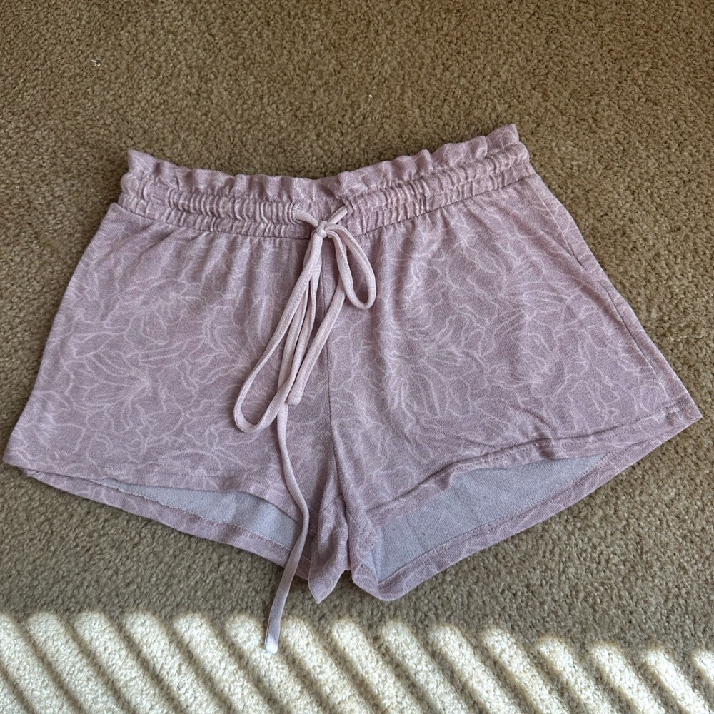 Pink Floral Knit Lounge Shorts